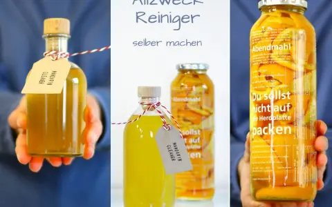 Selbstgemachter Allzweckreiniger mit Mandarine. So einfach lässt sich allesreiniger selber machen.
