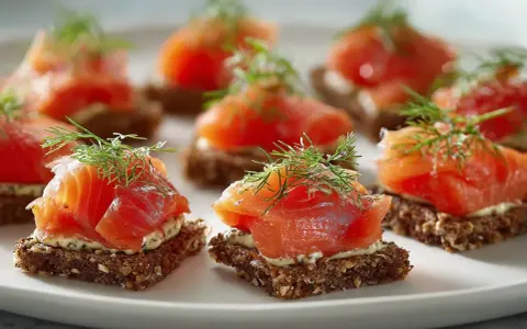 Smörgåsar med gravad lax och dill. Enkla att göra, perfekt för festen.