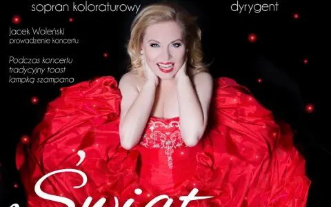 Katarzyna Dondajska, sopran koloraturowy, w olśniewającej czerwonej sukni, gotowa na magiczny wieczór.
