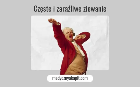 Człowiek w czerwonym płaszczu ziewając, jakby nie mógł złapać pełnego oddechu. Ziewanie jest zaraźliwe.