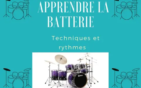 Apprendre à jouer du tambour avec cette batterie violette. Techniques et rythmes pour débutants.