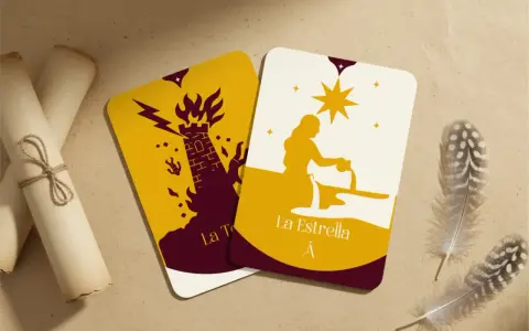 Dos cartas de tarot: La Torre en llamas y La Estrella vertiendo agua.