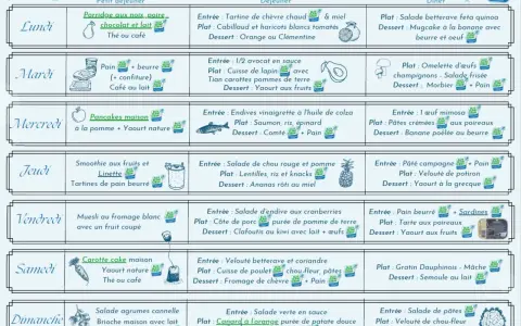 14 menus pour manger sainement : porridge, pancakes, muesli, salades, veloutés, et plus encore pour chaque repas de la semaine.