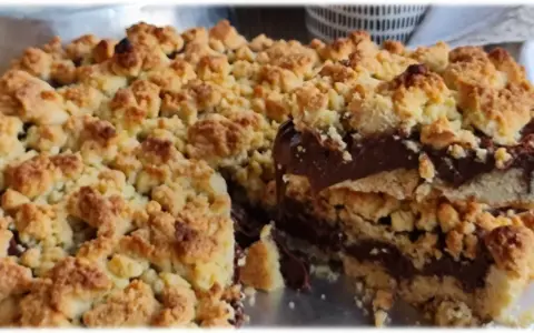 Sbriciolata alla Nutella golosa, con strati di crema al cioccolato e croccante frolla sbriciolata. Un dolce irresistibile per ogni occasione.