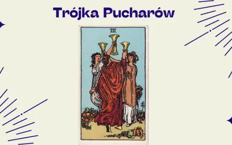 Trójka Pucharów tarot: trzy kobiety wznoszą puchary, świętując radość i wspólnotę.