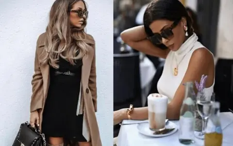 Elegancko do restauracji ze znajomymi: płaszcz, mała czarna i stylowe dodatki.