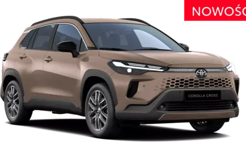 Nowość! Elegancki, brązowy Toyota Corolla Cross Hybrid z nowoczesnym designem i charakterystycznym grillem.