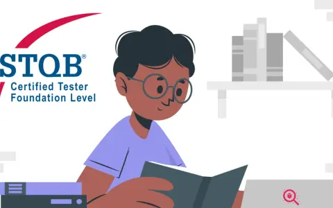 Chłopiec w okularach czyta książkę, przygotowując się do egzaminu ISTQB Certified Tester Foundation Level.