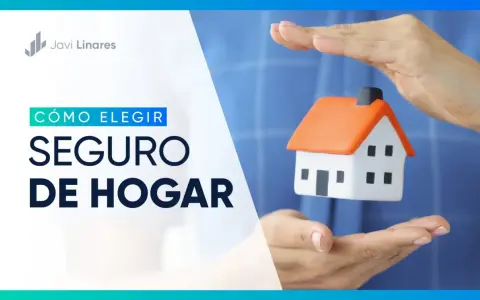 Manos protegen una casa de juguete, con el texto "Cómo elegir seguro de hogar" y "seguros de hogar precios".