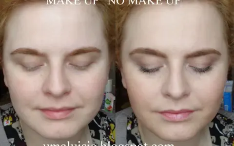 Porównanie twarzy: po lewej naturalny wygląd, po prawej subtelny makijaż "no make up".