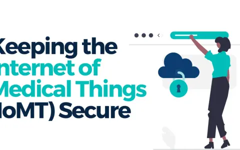Illustration of a person interacting with a digital interface, emphasizing the importance of iomt security for connected medical devices.