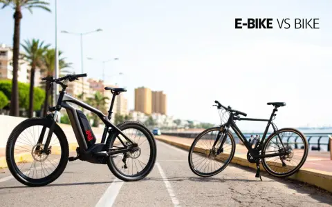 Porównanie wagi roweru elektrycznego i zwykłego roweru. E-bike jest masywniejszy, z widocznym akumulatorem.