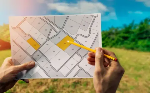 Plan działki z zaznaczonymi parcelami. Rozważasz, jak przekształcić działkę rekreacyjną na budowlaną?