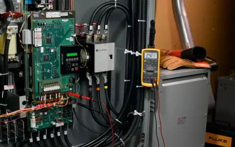 Multímetro mide voltaje en panel eléctrico. ¿Qué pasa si pongo un fusible de mayor amperaje? Podría dañar el equipo.
