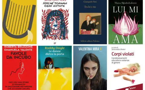 Copertine di libri che affrontano la violenza sulle donne, tra cui "Favole da incubo" e "Corpi violati".