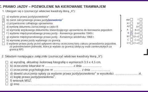 Formularz wniosku o zwrot zatrzymanego prawa jazdy na rok.