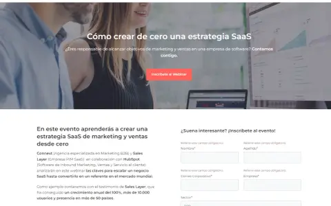 Landing pages de HubSpot para crear estrategias SaaS. Aprende a escalar tu negocio con Connext y Sales Layer.