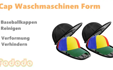 Zwei bunte Baseballkappen in Waschmaschinen-Form-Halterungen. Perfekt zum Cap waschen und Verformung verhindern.
