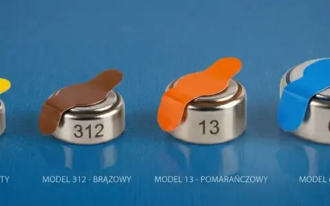 Baterie do aparatów słuchowych: żółta (10), brązowa (312), pomarańczowa (13) i niebieska (675).