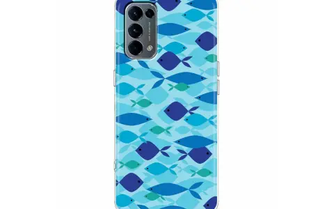 Etui na telefon Oppo A54 5G z motywem ławicy błękitnych rybek.
