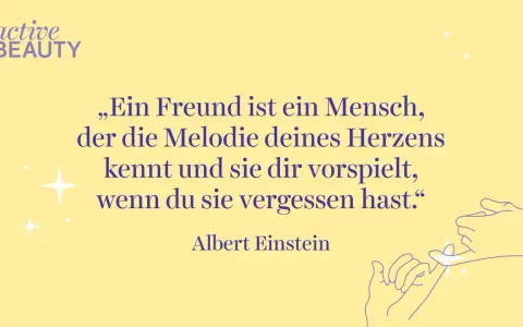 Ein Zitat von Albert Einstein über Freundschaft mit Illustration von zwei Fingern, die sich berühren.