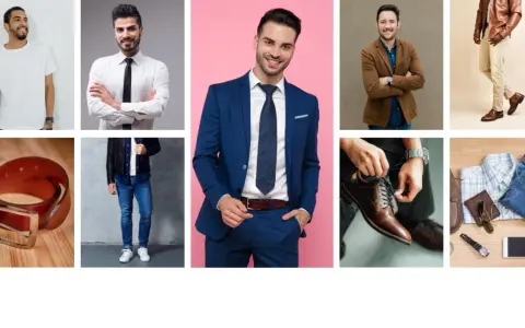 Męskie stylizacje: od białej koszulki po garnitur, skórzane buty i akcesoria. Idealna moda casual.