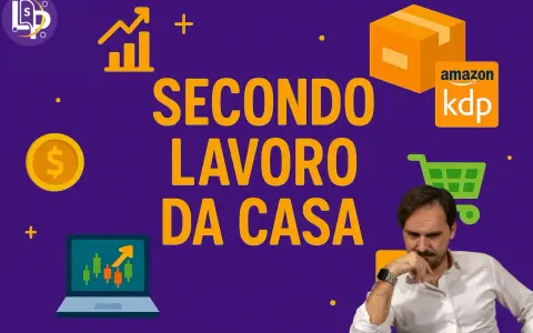 Uomo pensieroso, grafici, pacco Amazon KDP e carrello: idee per trovare un secondo lavoro da casa e aumentare i guadagni.