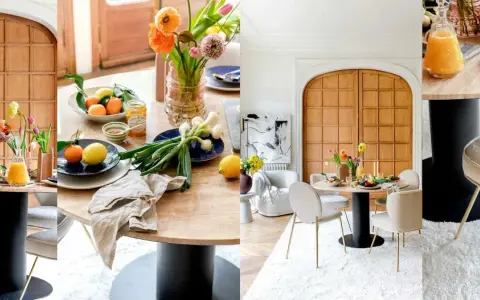 Un tavolo rotondo con sedie eleganti, un esempio perfetto di come abbinare sedie al tavolo per un look armonioso.