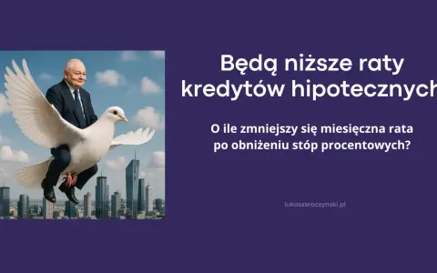 Mężczyzna na gołębiu nad miastem. Pytanie: o ile spadnie rata kredytu po obniżeniu stóp procentowych?