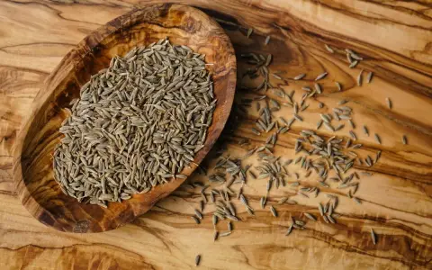 Nasiona kminku w drewnianej miseczce. Szukasz, czym zastąpić kmin rzymski? Te aromatyczne nasiona mogą być świetną alternatywą.