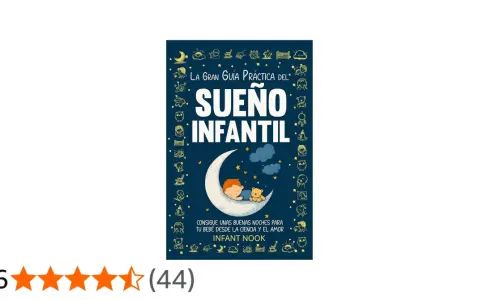 La Gran Guía Práctica del Sueño Infantil, con un bebé durmiendo en la luna. Ideal para el sueño en niños de 0 a 3 años.