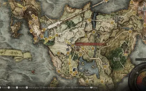 Mapa de Elden Ring. La zona de Gatefront es ideal para farmear runas.