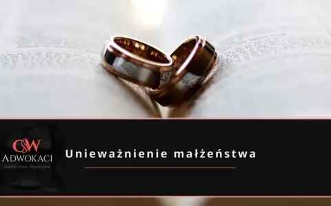 Dwa obrączki na otwartej księdze symbolizują rozważania o **unieważnieniu małżeństwa**.