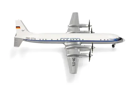 Modellflugzeug der Deutschen Lufthansa im Maßstab 1:16, mit vier Propellern und der Kennung DM-STA.