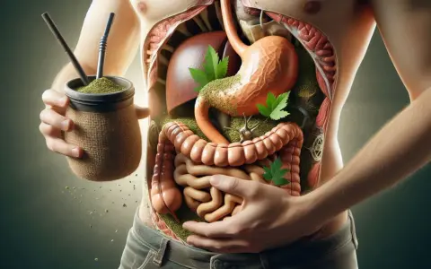 Wnętrze człowieka z trawą yerba mate, sugerujące yerba mate - właściwości negatywne.
