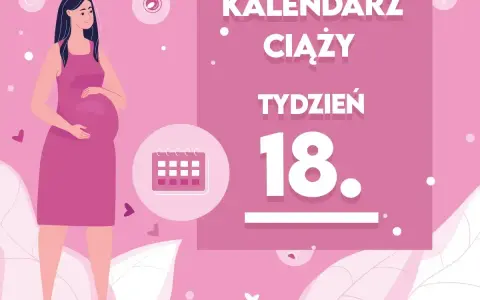 Kobieta w 18 tygodniu ciąży, czyli w 5. miesiącu. Kalendarz ciąży.