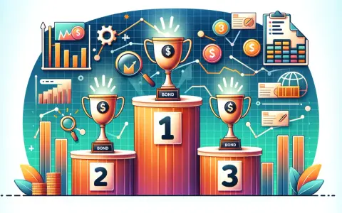Trzy puchary na podium z numerami 1, 2, 3, symbolizujące najlepsze obligacje.