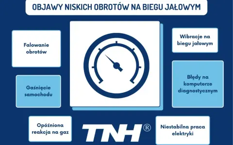 Objawy niskich obrotów na biegu jałowym: falowanie, gaśnięcie, opóźniona reakcja na gaz, wibracje, błędy diagnostyczne, niestabilna praca elektryki.