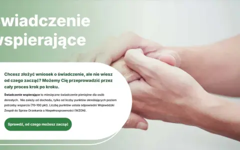 Dwie dłonie, jedna starsza, druga młodsza, symbolizują wsparcie. Dowiedz się, kto otrzyma świadczenie wspierające.
