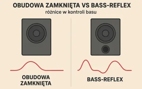 Porównanie obudowy zamkniętej i bass-reflex. Różnice w kontroli basu pokazane na wykresach.