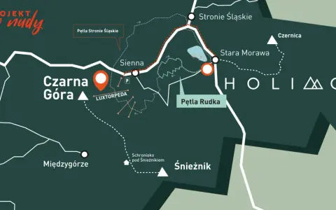 Mapa szlaku #PROJEKT zero nudy. Czarna Góra, Międzygórze, Śnieżnik, Stronie Śląskie.