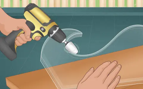 Using a rotary tool to carefully shape a piece of plastic, demonstrating how to cut plastic glass for a custom project.