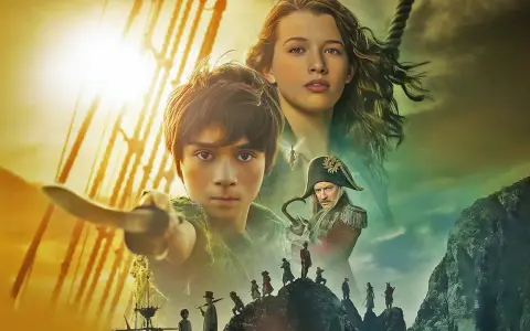 Peter Pan e Wendy, con Capitan Uncino e i Bimbi Perduti, pronti per un'avventura sull'Isola che non c'è.