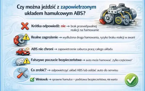 Zapowietrzony ABS? Nie jeździj! To wydłuża drogę hamowania i grozi brakiem reakcji. ABS co to? System bezpieczeństwa, który nie działa przy zapowietrzeniu. Napraw auto!