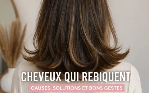 Chevelure brune avec des reflets, les pointes rebiquent. Découvrez les causes et solutions pour des cheveux plus doux.