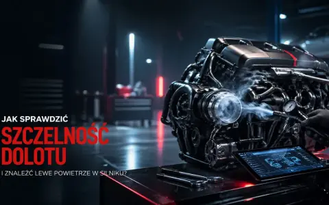 Mechanik sprawdza szczelność dolotu silnika, używając dymu. Na ekranie tabletu schemat silnika, a obok klucze.