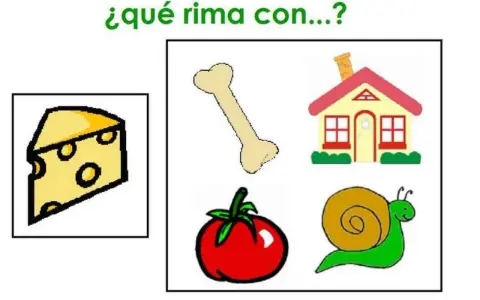 Un queso, un hueso, una casa, un tomate y un caracol. ¡Juego para desarrollar la conciencia silábica!