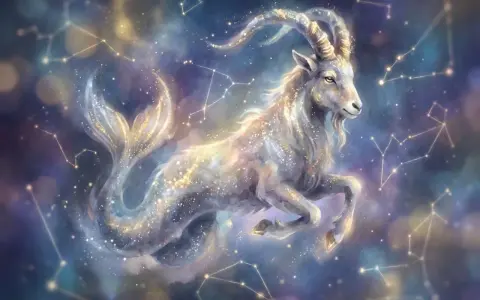 Mitologiczny Koziorożec, symbol zodiaku, unosi się wśród gwiazd. Czy to zapowiedź prawdziwego horoskopu dziennego?