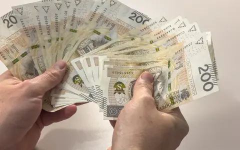 Dłonie trzymają wachlarz banknotów 200 zł. Zastanawiasz się, ile to brutto, jeśli 4200 netto to Twoja pensja?