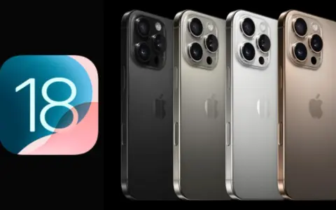 Ikony z numerem 18 i cztery iPhone'y w różnych kolorach: czarnym, szarym, srebrnym i złotym. Nadchodzi iOS 18.